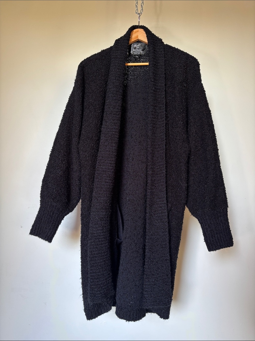 Vintage Black Open-Front Women's Cardigan